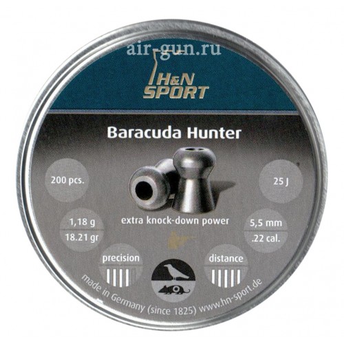Пули для пневматики H&N Baracuda Hunter 5,5 мм 1,18 гр 200 шт Пули для пневматики H&N Baracuda Hunter 5,5 мм 1,18 гр 200 шт
