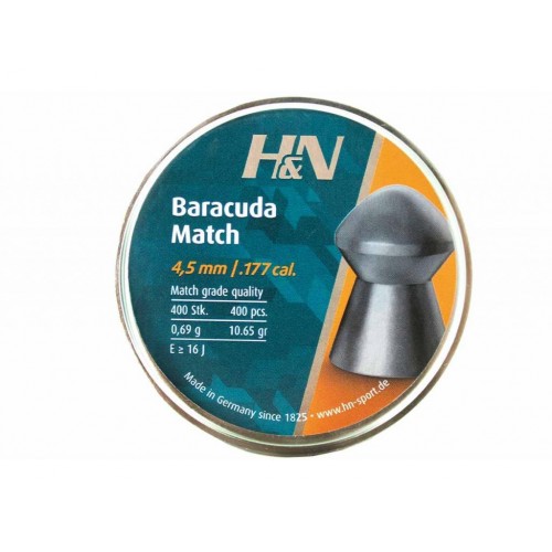 Пули для пневматики H&N Baracuda Match 4,51 мм 0,69 гр 400 шт Пули для пневматики H&N Baracuda Match 4,51 мм 0,69 гр 400 шт