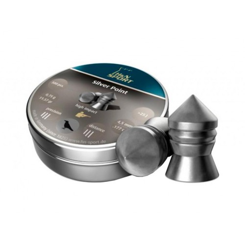 Пули для пневматики H&N Silver Point 4,5 мм 0,75 гр 200 шт Пули для пневматики H&N Silver Point 4,5 мм 0,75 гр 200 шт