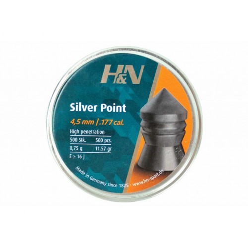 Пули для пневматики H&N Silver Point 4,5 мм 0,75 гр 500 шт Пули для пневматики H&N Silver Point 4,5 мм 0,75 гр 500 шт