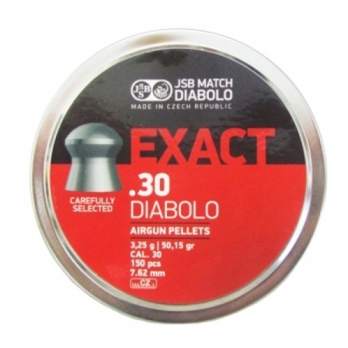 Пули для пневматики JSB Diabolo Exact 7,62 мм 3,25 гр 150 шт Пули для пневматики JSB Diabolo Exact 7,62 мм 3,25 гр 150 шт