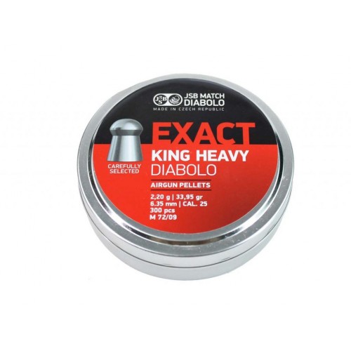 Пули для пневматики JSB Diabolo Exact King Heavy 6,35 мм 2,2 гр 300 шт Пули для пневматики JSB Diabolo Exact King Heavy 6,35 мм 2,2 гр 300 шт