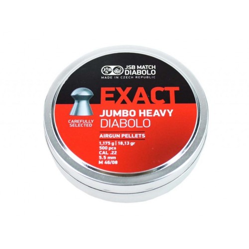 Пули для пневматики JSB Exact Jumbo Heavy Diabolo 5,5 мм 5,52 мм 1,175 гр 500 шт Пули для пневматики JSB Exact Jumbo Heavy Diabolo 5,5 мм 5,52 мм 1,175 гр 500 шт