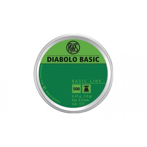 Пули для пневматики RWS Diabolo Basic 4,5 мм 0,45 гр 500 шт Пули для пневматики RWS Diabolo Basic 4,5 мм 0,45 гр 500 шт