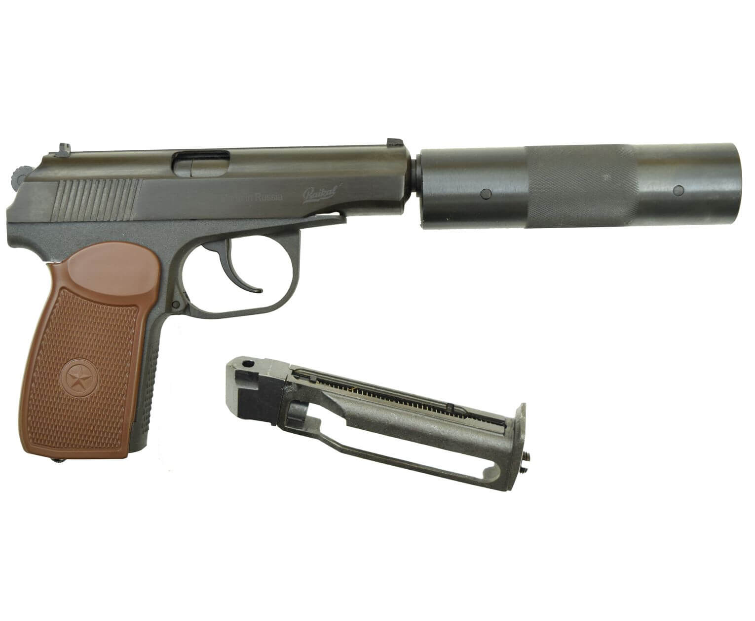 Пневматический пистолет МР 654К-22 с фальшглушителем 4,5 мм