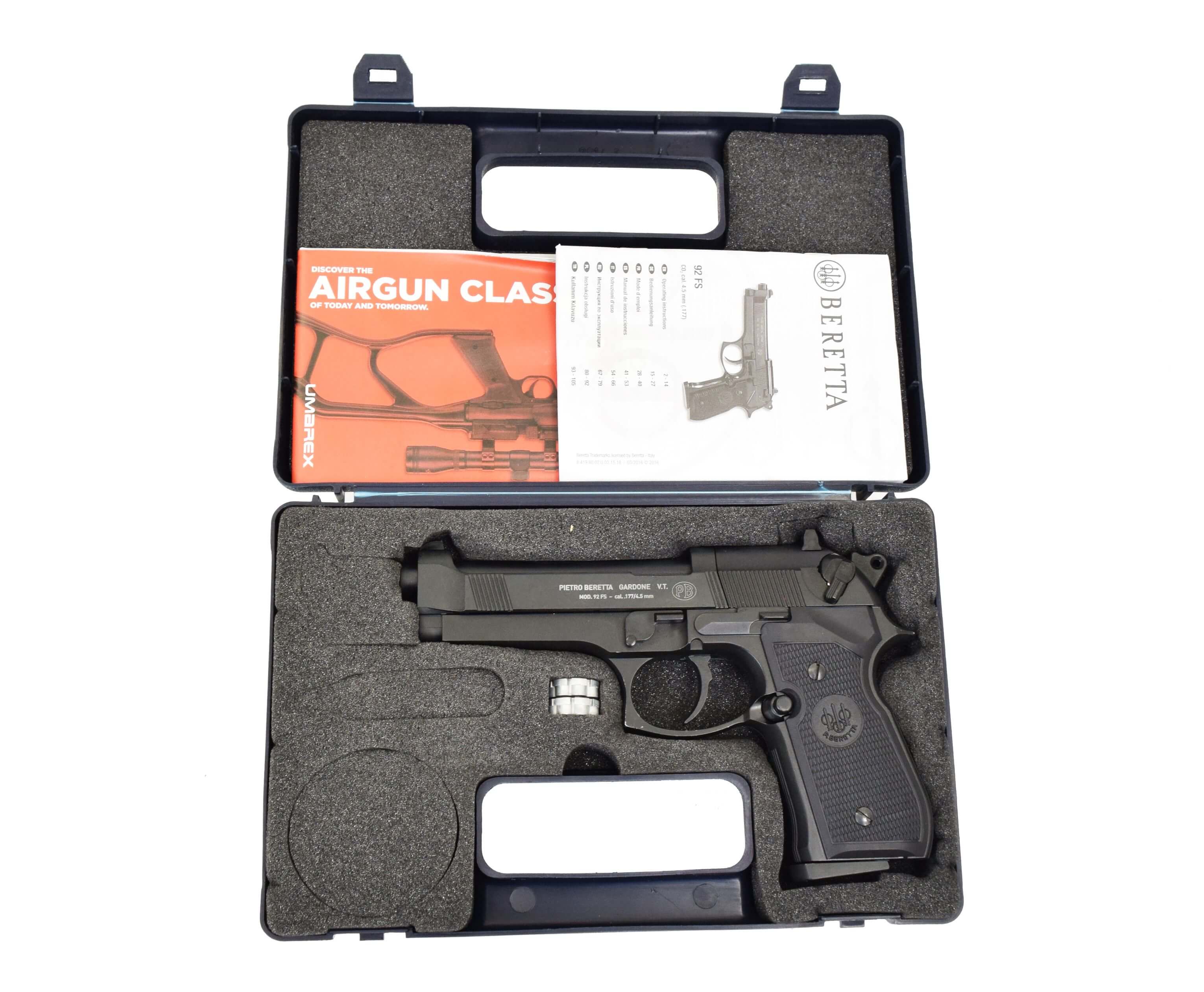 Пневматический пистолет Umarex Beretta 92 FS черный с черными накладками 4,5 мм
