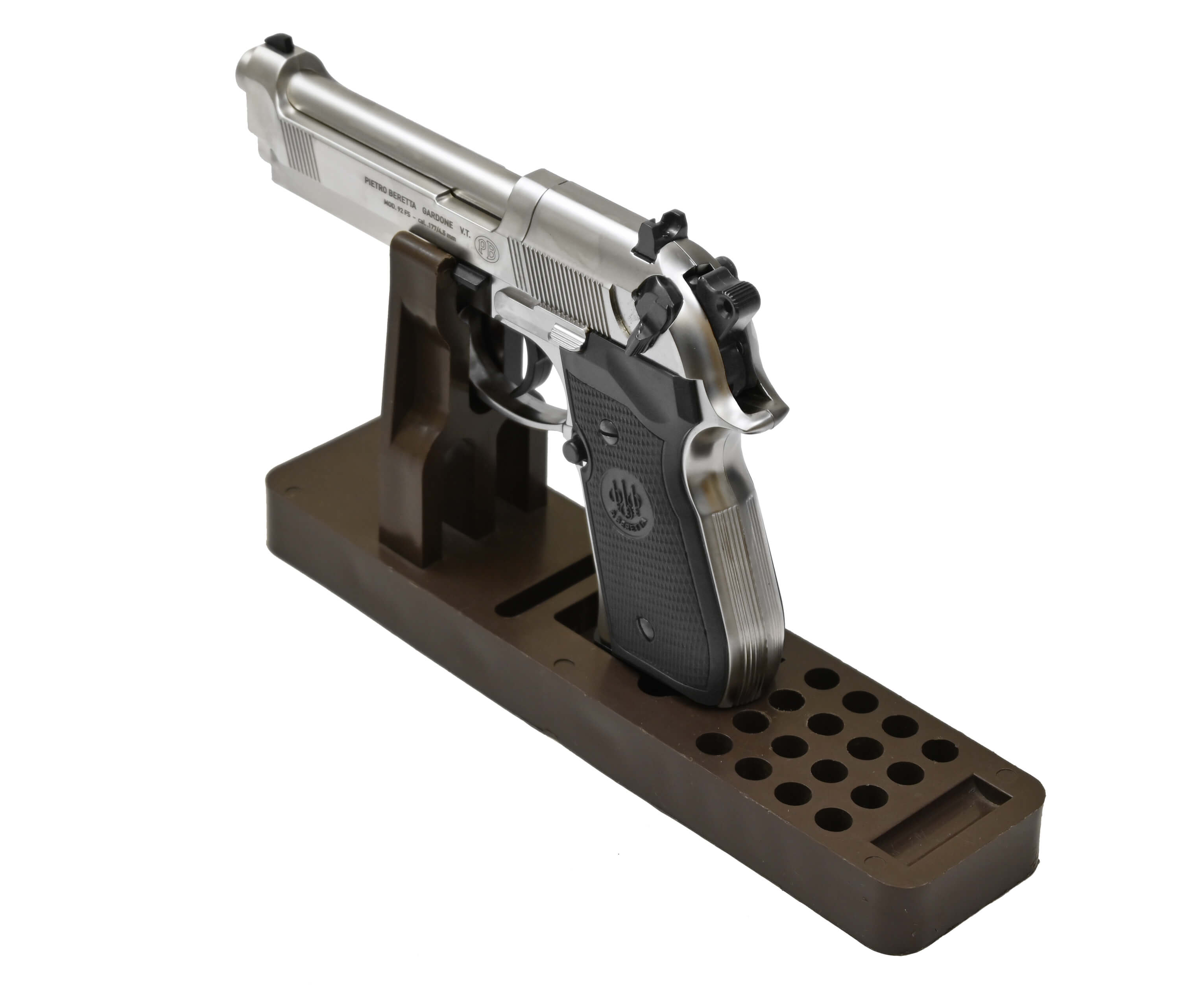 Пневматический пистолет Umarex Beretta 92 FS никель с чёрными накладками 4,5 мм