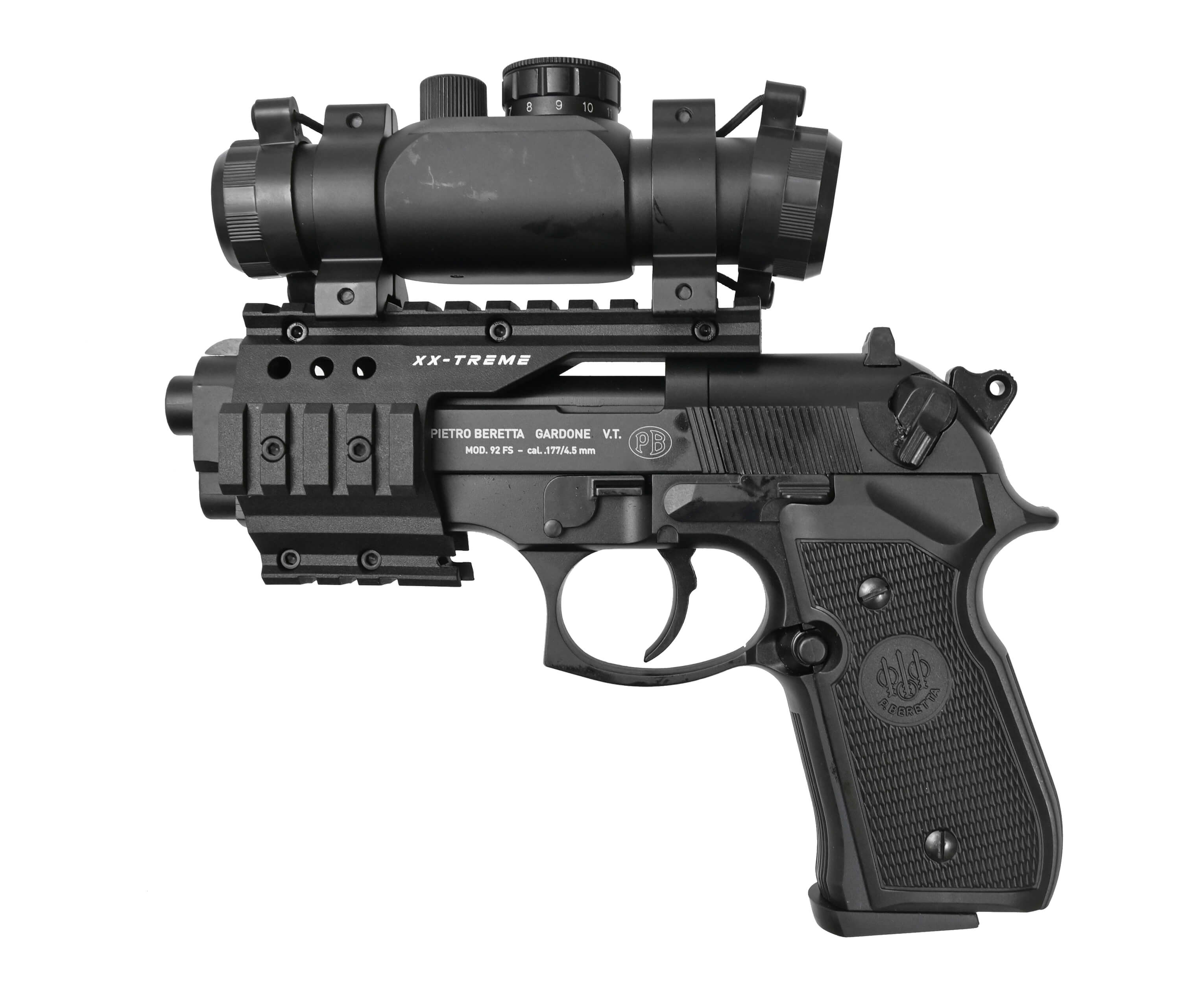 Пневматический пистолет Umarex Beretta 92 FS XX-TREME (глушитель, коллиматор) 4,5 мм 