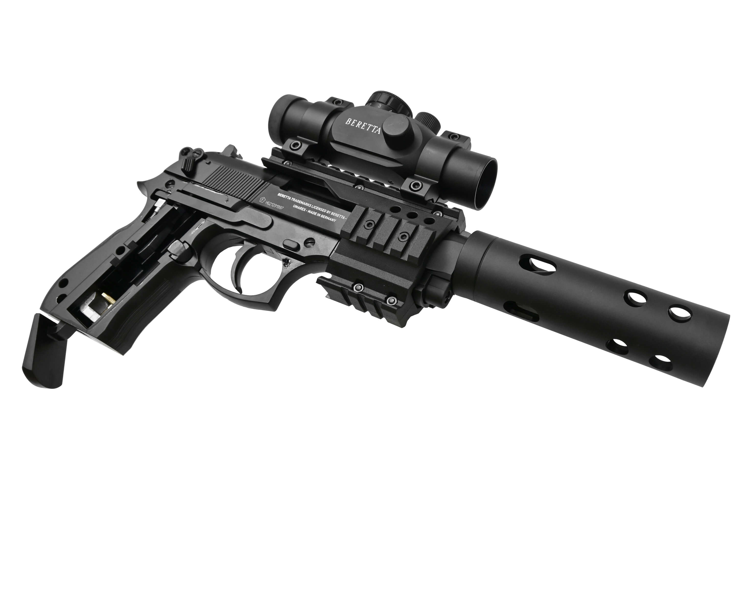 Пневматический пистолет Umarex Beretta 92 FS XX-TREME (глушитель, коллиматор) 4,5 мм 