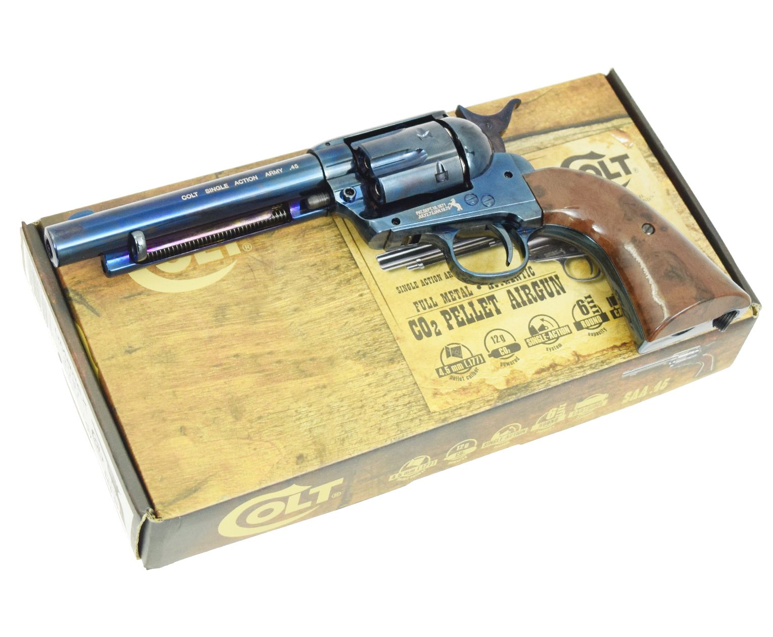 Пневматический револьвер Umarex Colt SAA .45-5,5 blue finish пулевой 4,5 мм