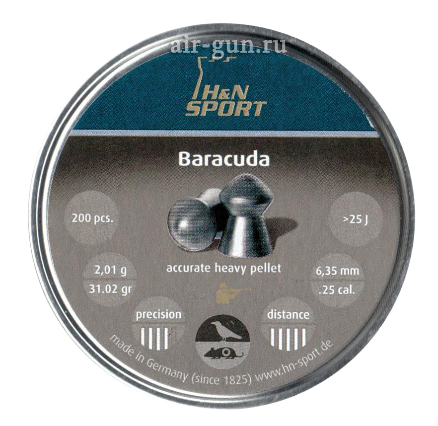 Пули для пневматики H&N Baracuda 6,35 мм 2,01 гр 200 шт