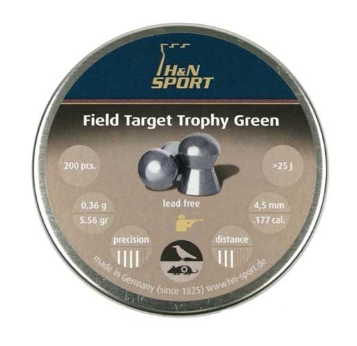 Пули для пневматики H&N Field Target Trophy Green 4,5 мм 0,36 гр 300 шт