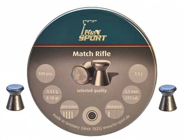 Пули для пневматики H&N Match Rifle 4,5 мм 0,53 гр 500 шт
