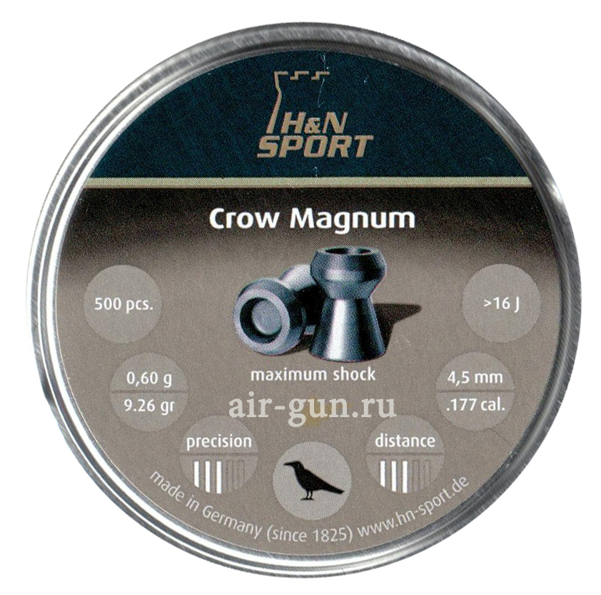 Пули для пневматики Н&N Crow Magnum 4,5 мм 0,6 гр 500 шт