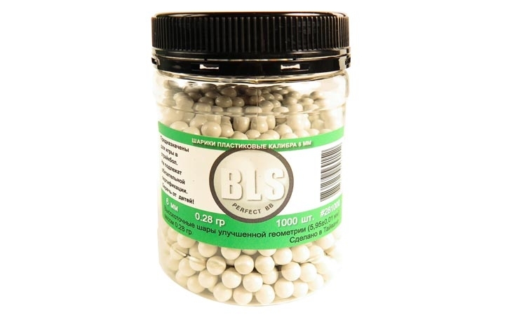 Шарики для страйкбола пластиковые 6 мм BLS 0,28 гр белые 1000 шт