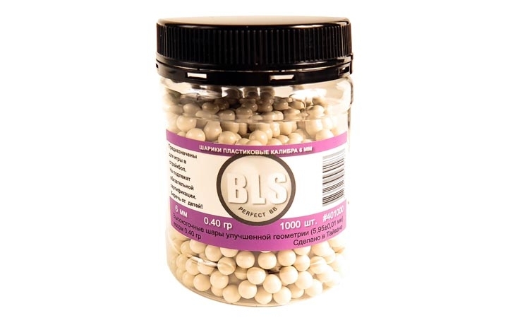 Шарики для страйкбола пластиковые 6 мм BLS 0,40 гр слоновая кость 1000 шт